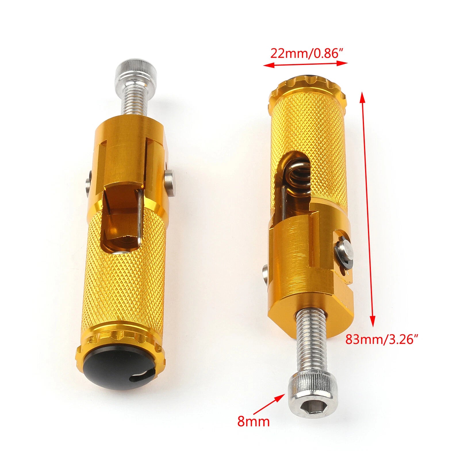 CNC Folding Foot Pegs Rear Set for Universal Motorcycle (Gold)