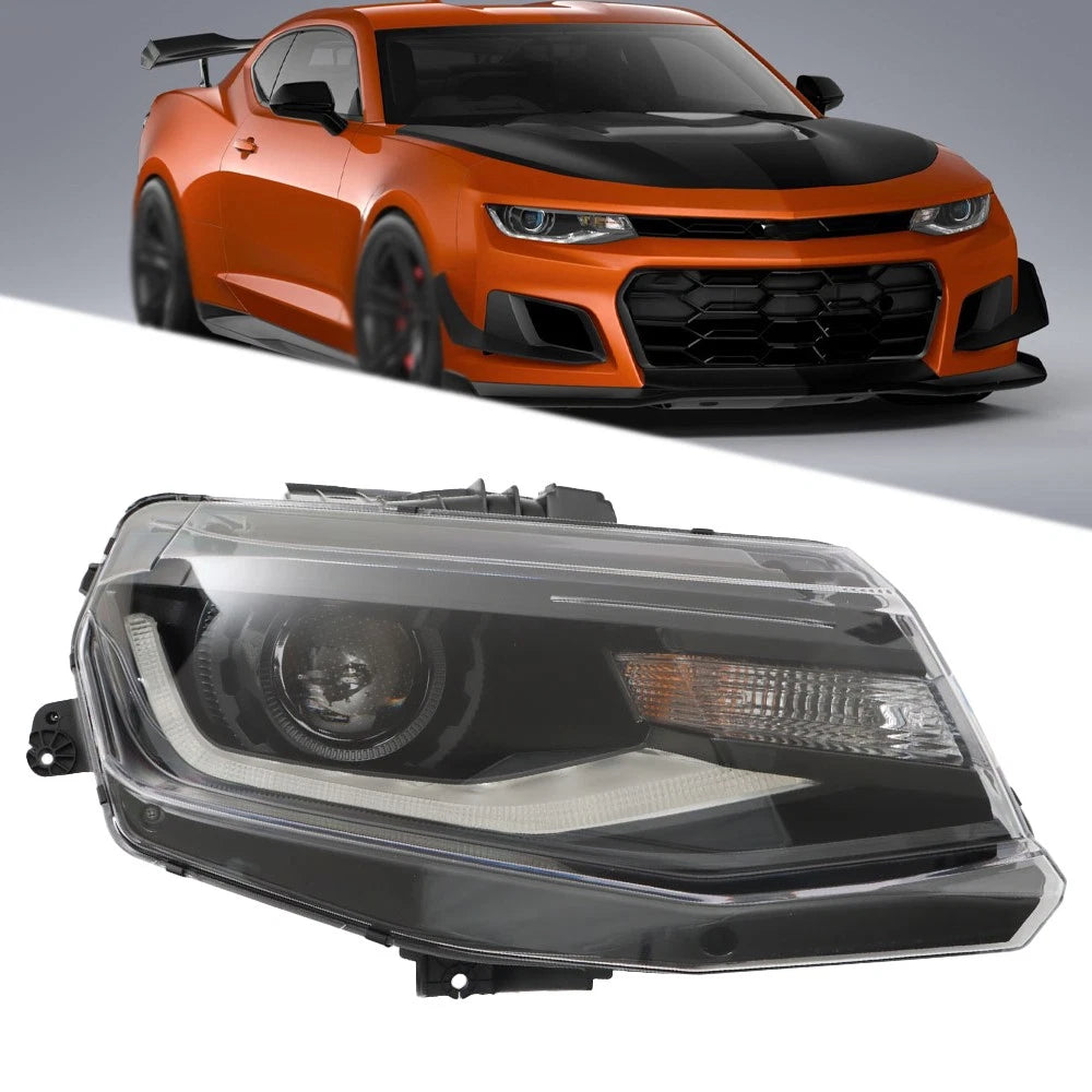 Right Side Headlight Assembly for Chevy Camaro (2016–2022) Black HID LED DRL