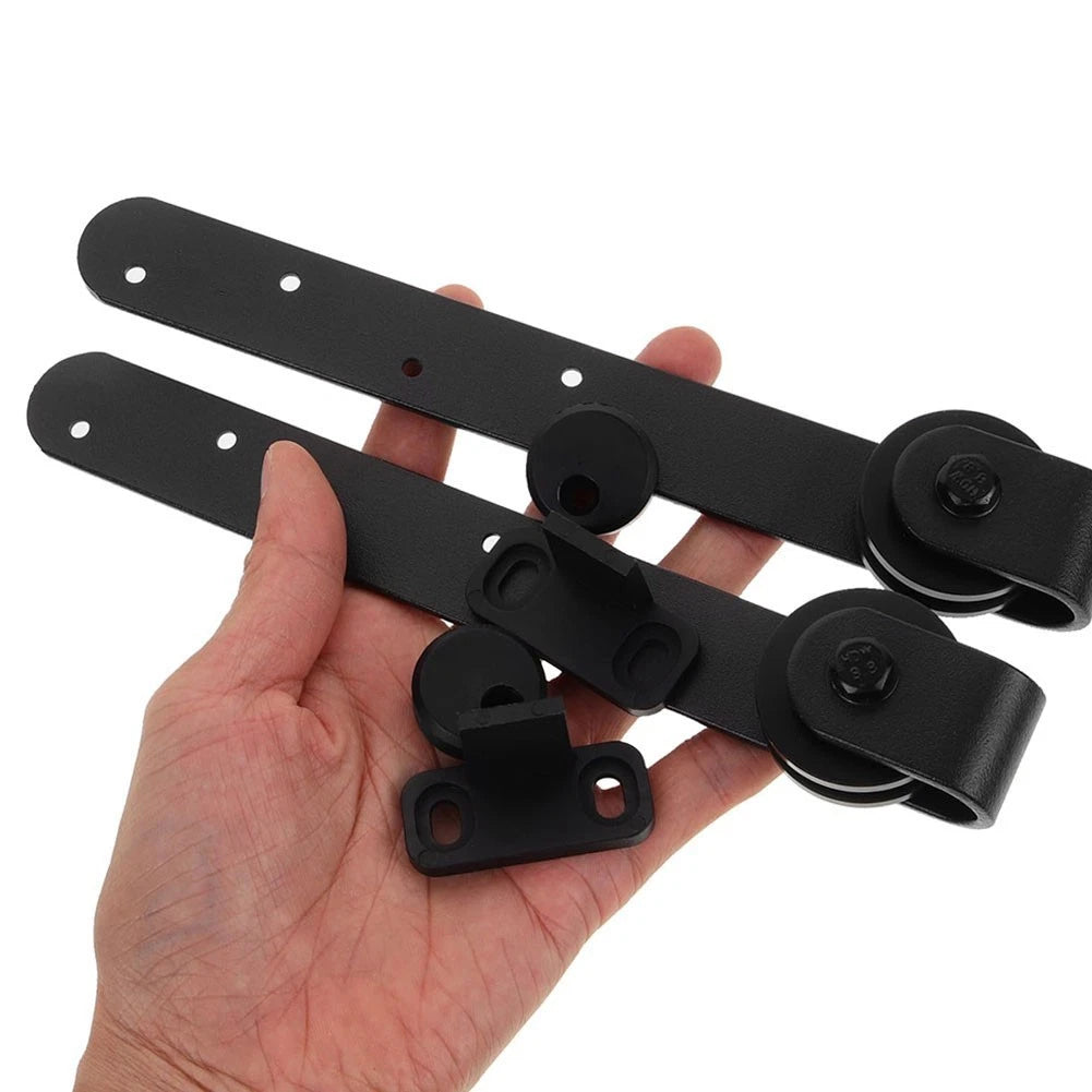 Sliding Barn Door Hardware Kit for Mini Cabinets - Black Finish