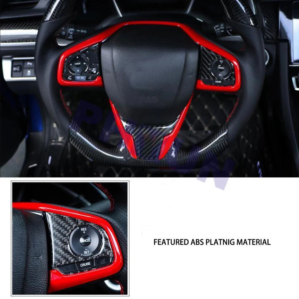Red ABS Steering Wheel Trim Sticker for Honda Civic (2016–2019)
