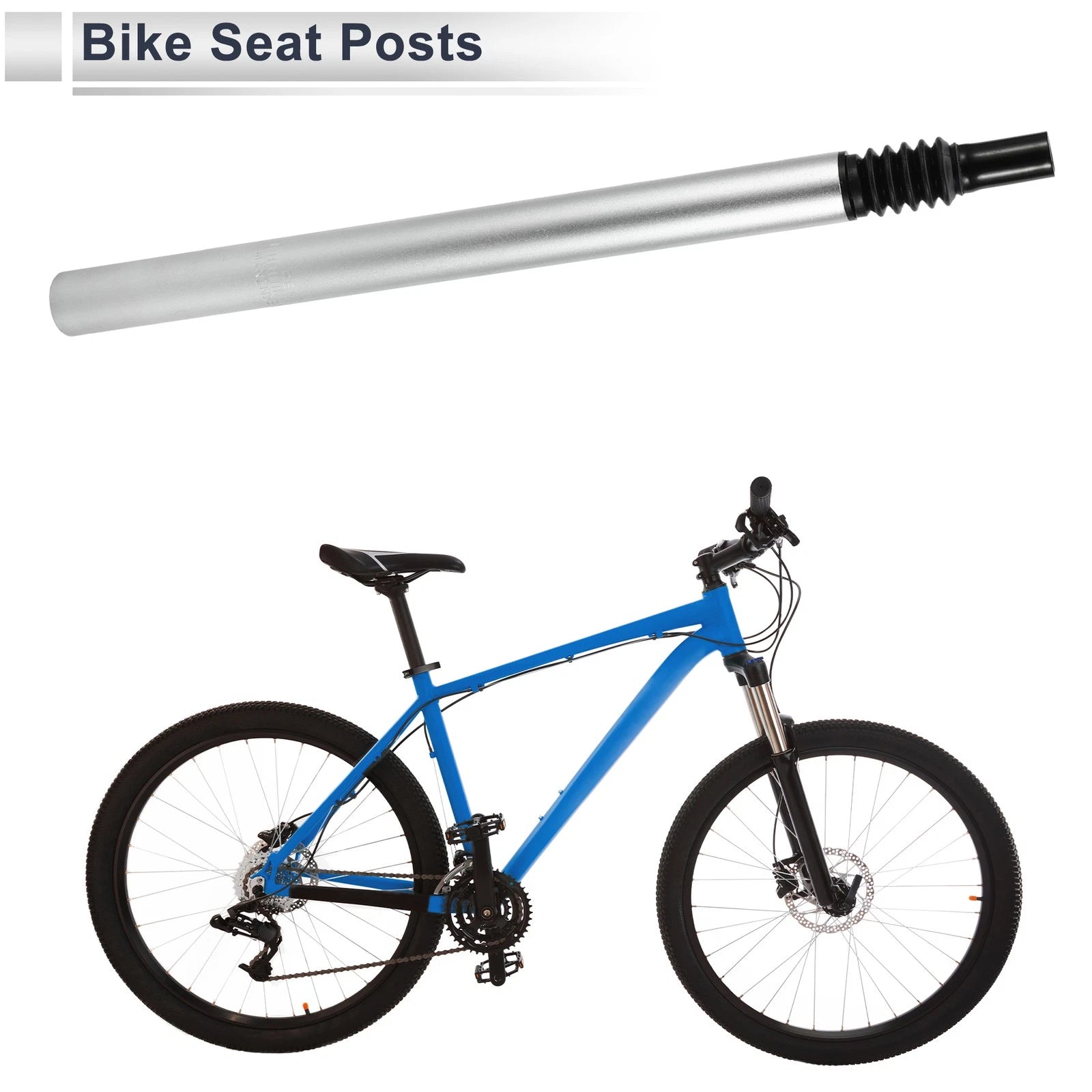 Bike Seat Post 33.9x500mm Replacement Shock-absorbing for Universal Fit