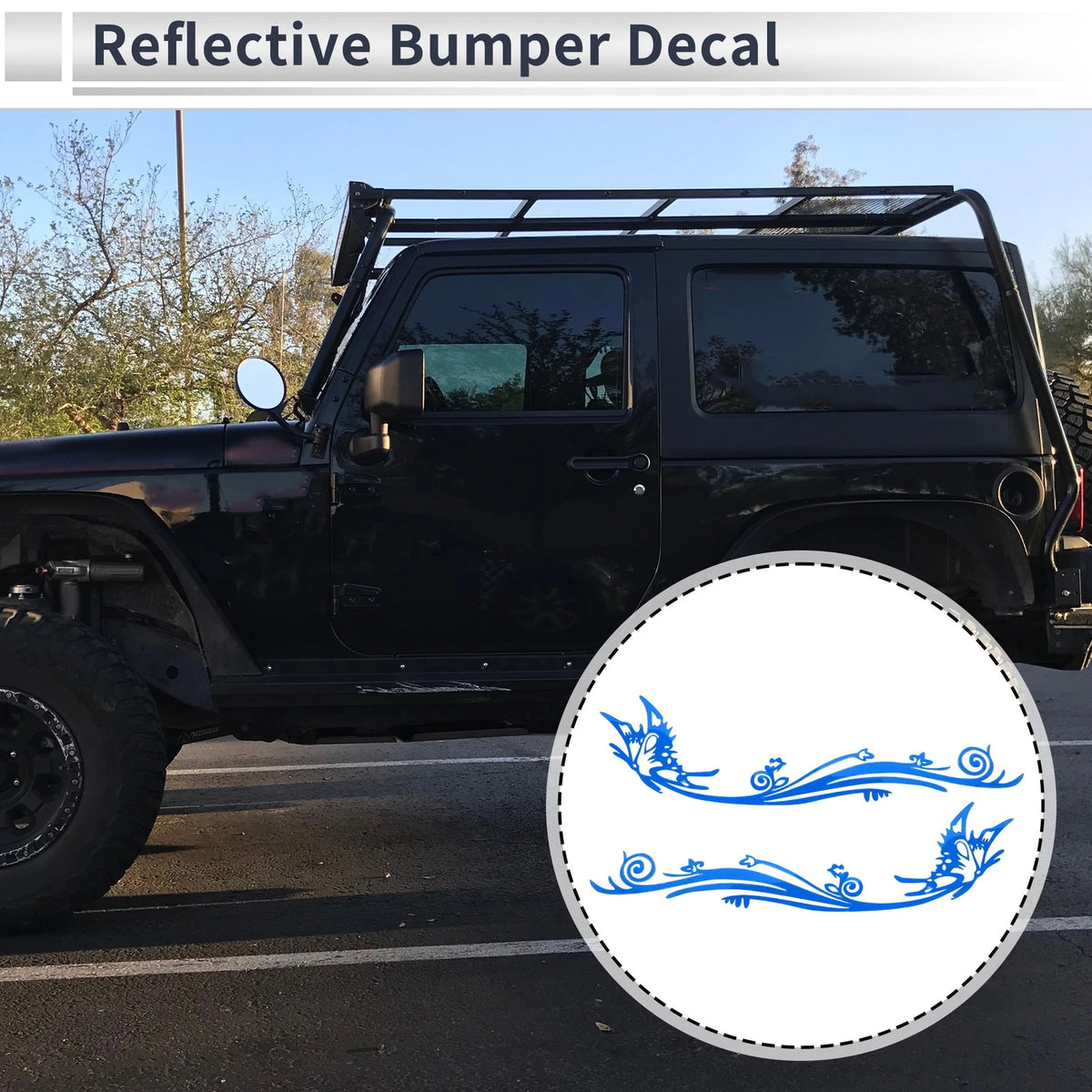 Reflective Bumper Decal for - Blue Butterfly Pattern