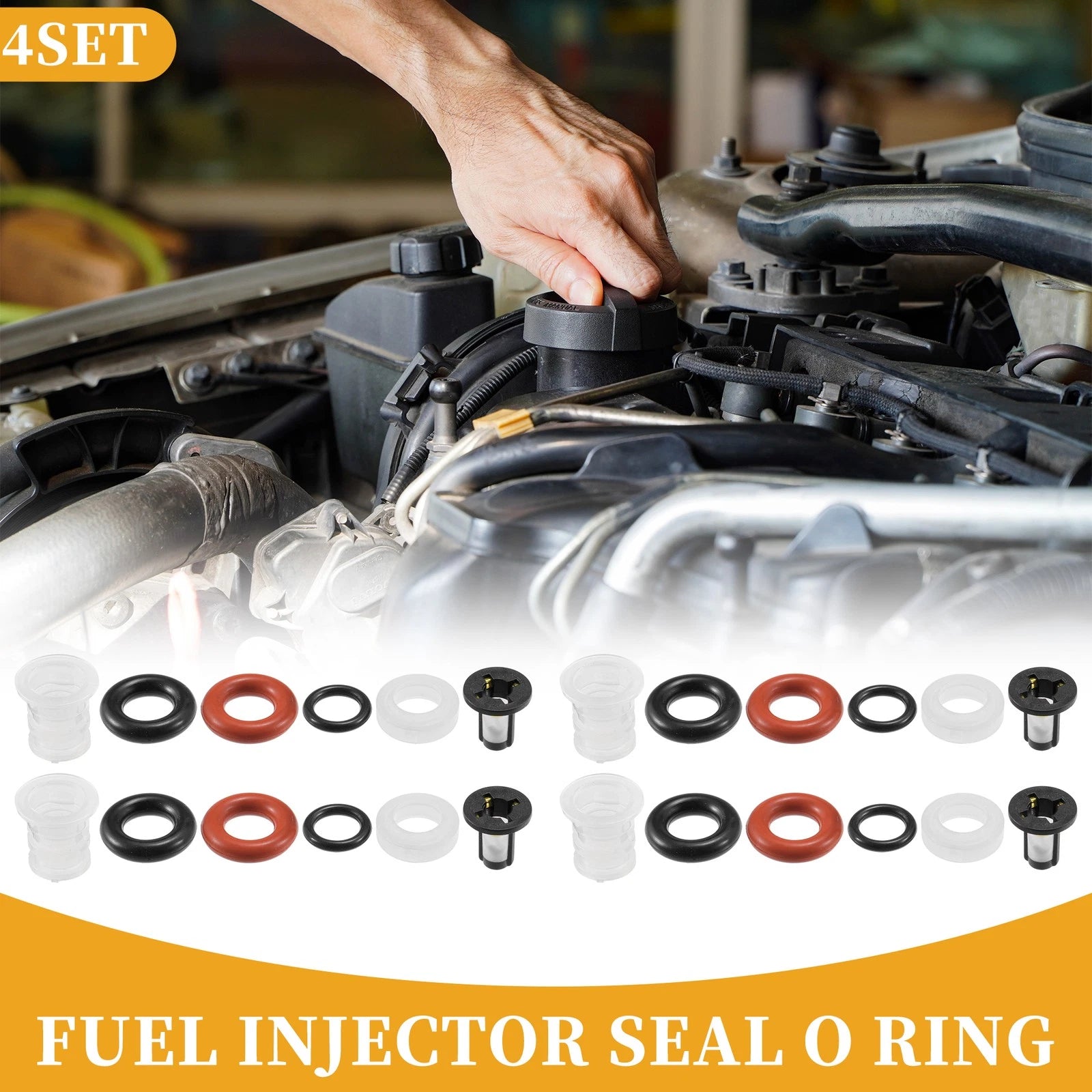 Fuel Injector Seal O Ring for Honda Civic 2011–2011 NBR Rubber 4 Pack