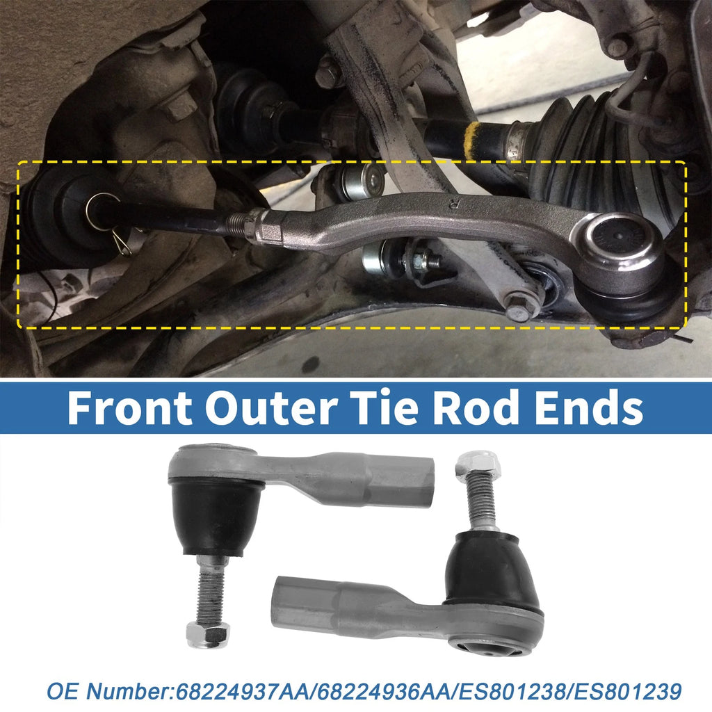 2X Front Outer Tie Rod End No.68224937AA for Jeep Cherokee (2014–2018)