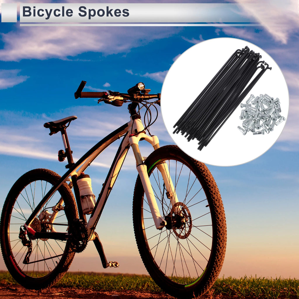 Bicycle Spokes Nipple Set 131mm Steel Black Universal for Universal (—)