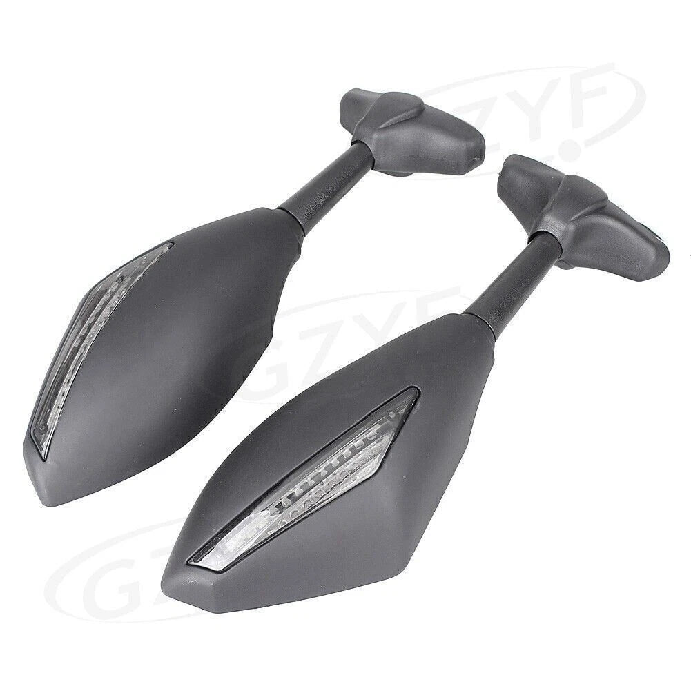 2X Rearview Mirrors with Amber Light for Kawasaki Yamaha Motor Universal
