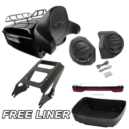Trunk Pad Rack Speakers for Harley Touring Street Glide (2009–2013) Black