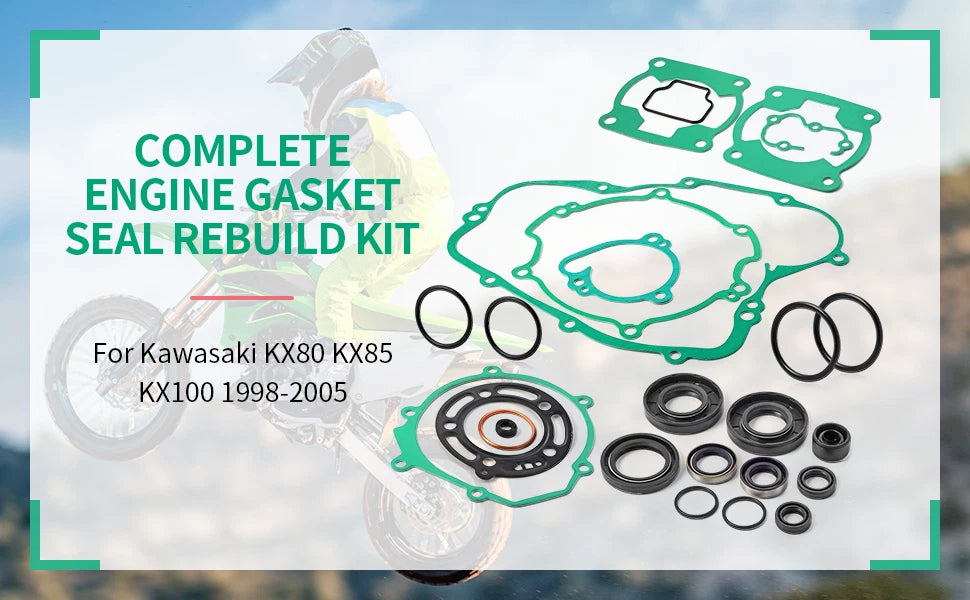 Complete Engine Gasket Seal Rebuild Kit for Kawasaki KX80 KX85 KX100 (1998–2005)