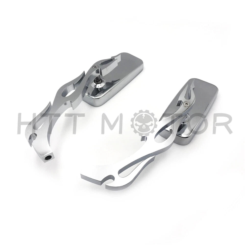Chrome Rectangle FlameStem Mirrors for Harley Iron Horse (Custom Application)