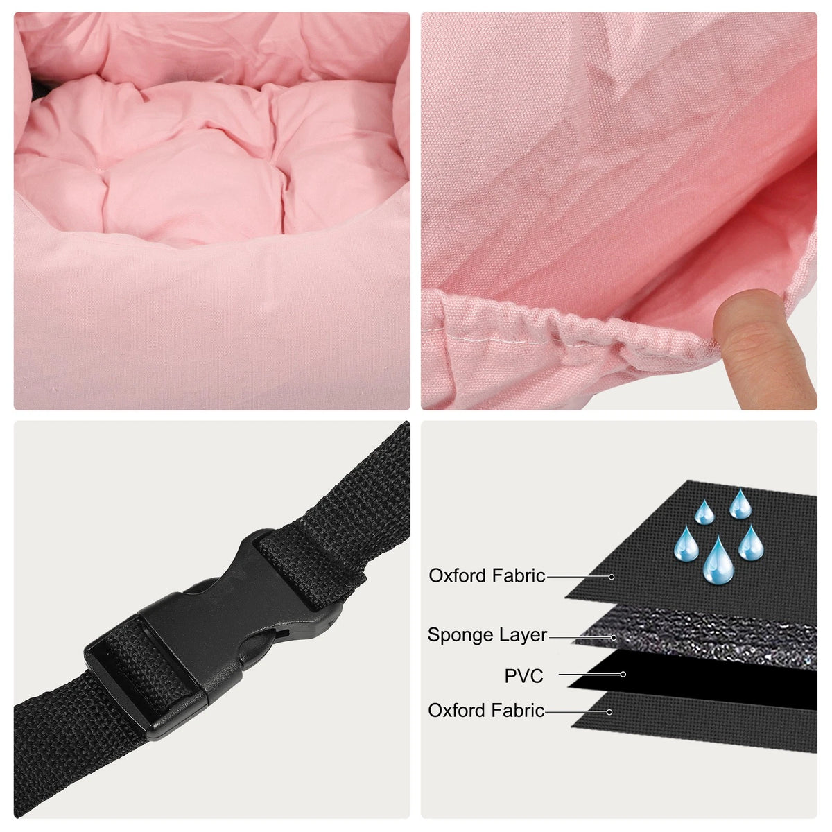 Dog Car Seat Booster with Adjustable Straps for Pet - Pink