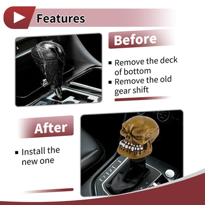 Skull Shift Knob with 4 Adapters for Universal Vehicles (Manual/Automatic)