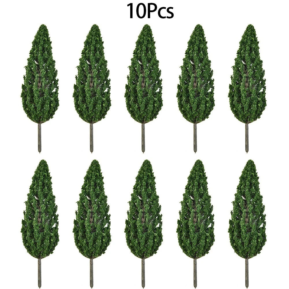 Set of 10 Green Trees 15cm Accessories for Scale Railway