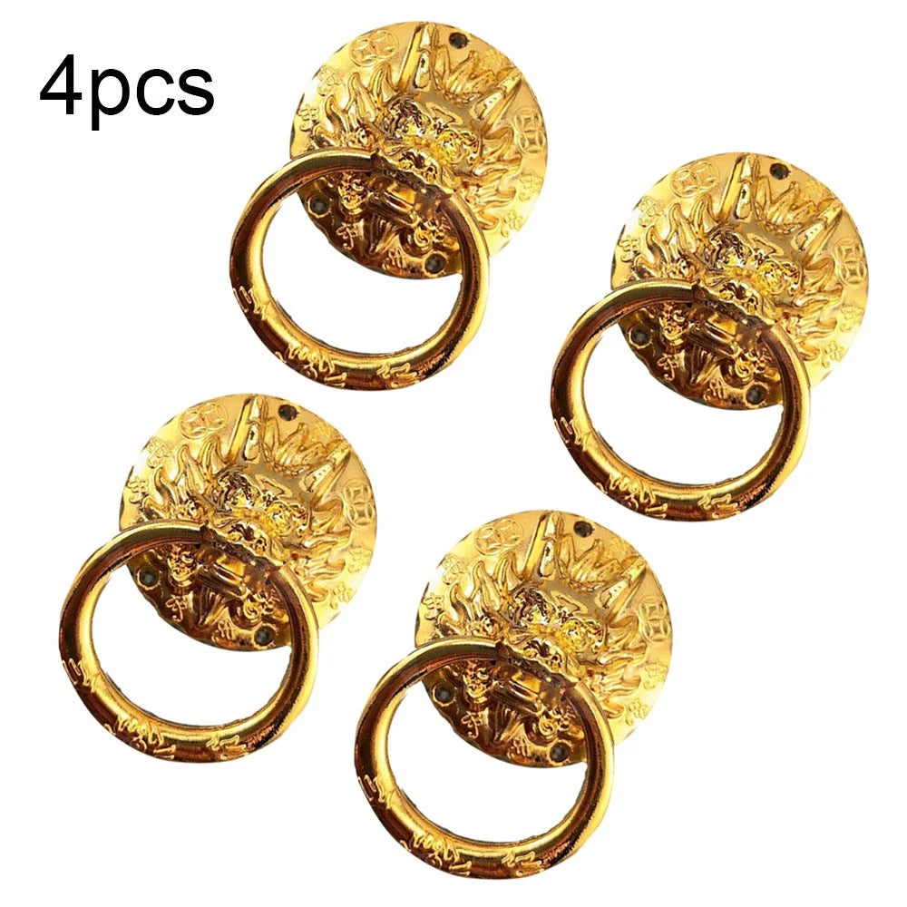 4X Gold Vintage Dragon Head Handle Knob Pull for Drawer Door Cabinet
