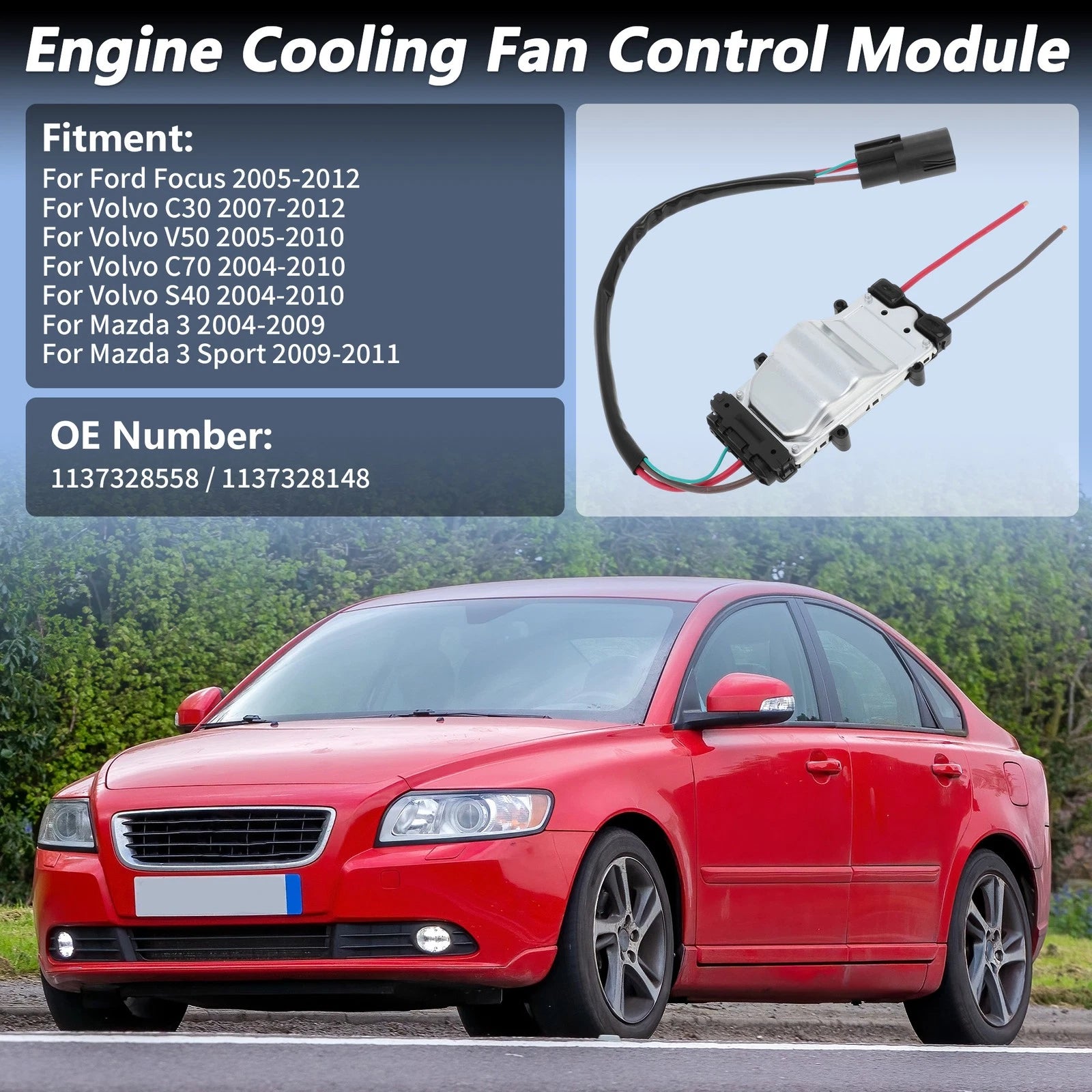 Engine Cooling Fan Control Module for Ford Mazda Volvo (2000–2020)