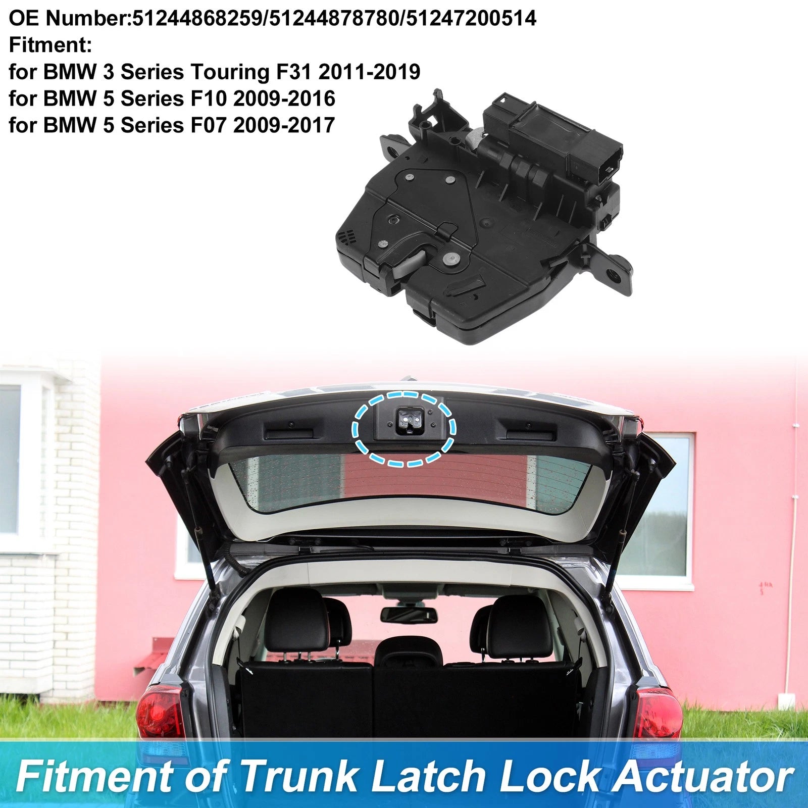 Rear Trunk Latch Lock Actuator Replacement for BMW 3 Series Touring F31 (2011–2019)