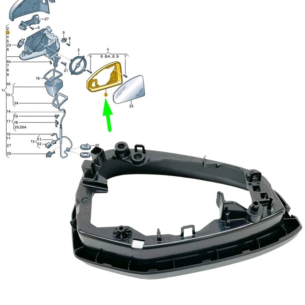 Left Side Mirror Cover Frame for Audi A4 B9 A5 (2017–2021) Black ABS