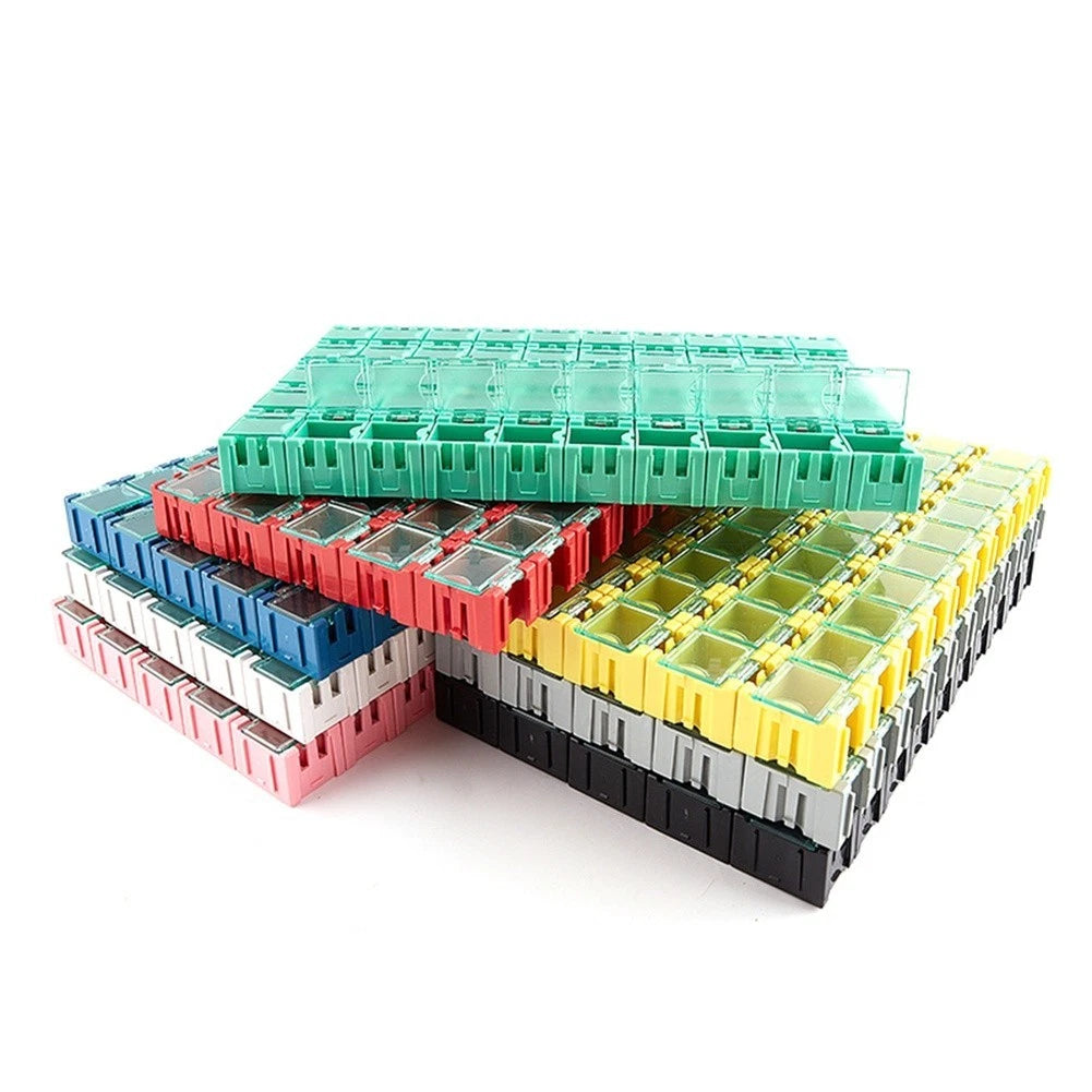 50pcs Plastic Component Storage Boxes for SMD Electronics Parts Organizer