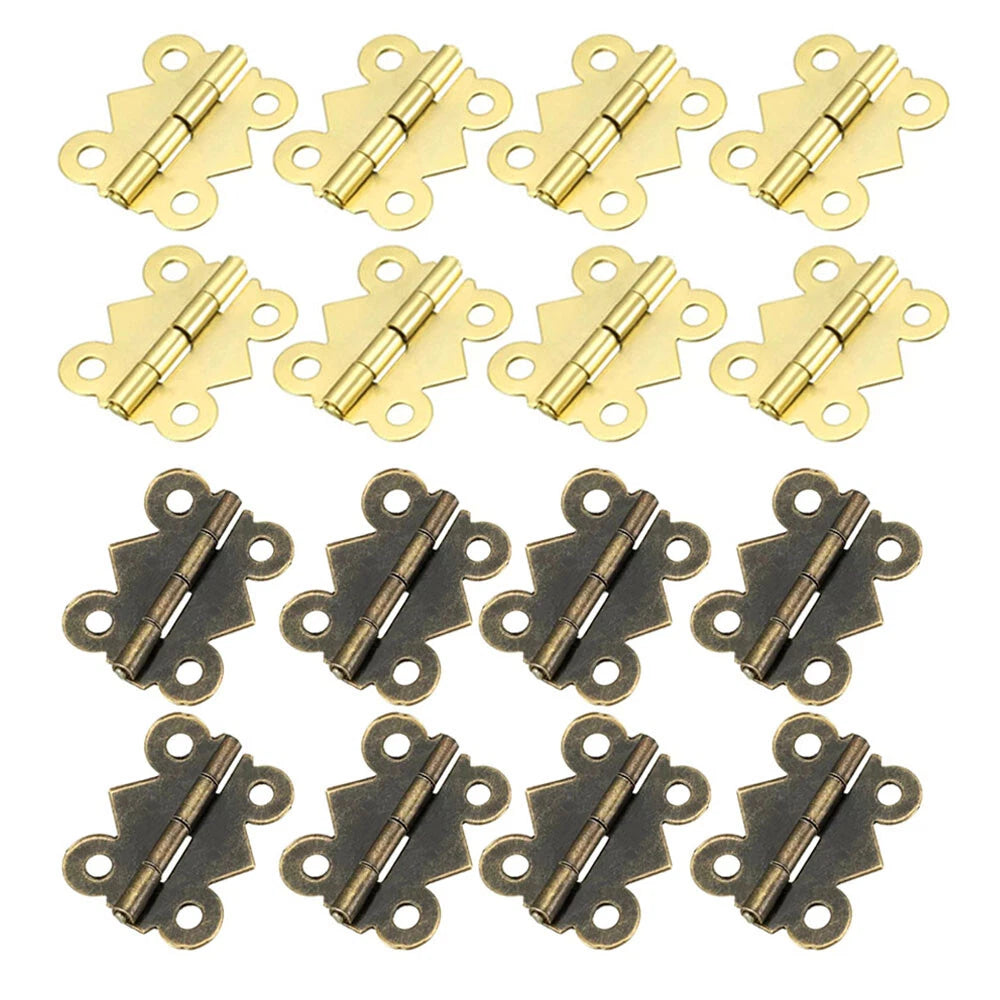 20pcs Mini Hinges for Vintage Jewelry Chest Wine Box Dollhouse (20x25mm)