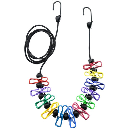 12 Clip Lightweight Travel Clothesline with Reinforced Iron Hooks