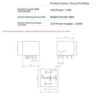 80A Sealed PCB Relay 12VDC 24VDC 4 Pin 5 Pin High Current