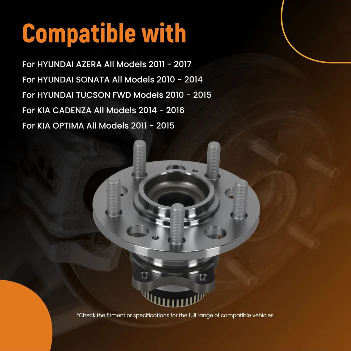 2pc Rear Wheel Bearing Hub for Hyundai Sonata (2010–2014) 512437 WE60771