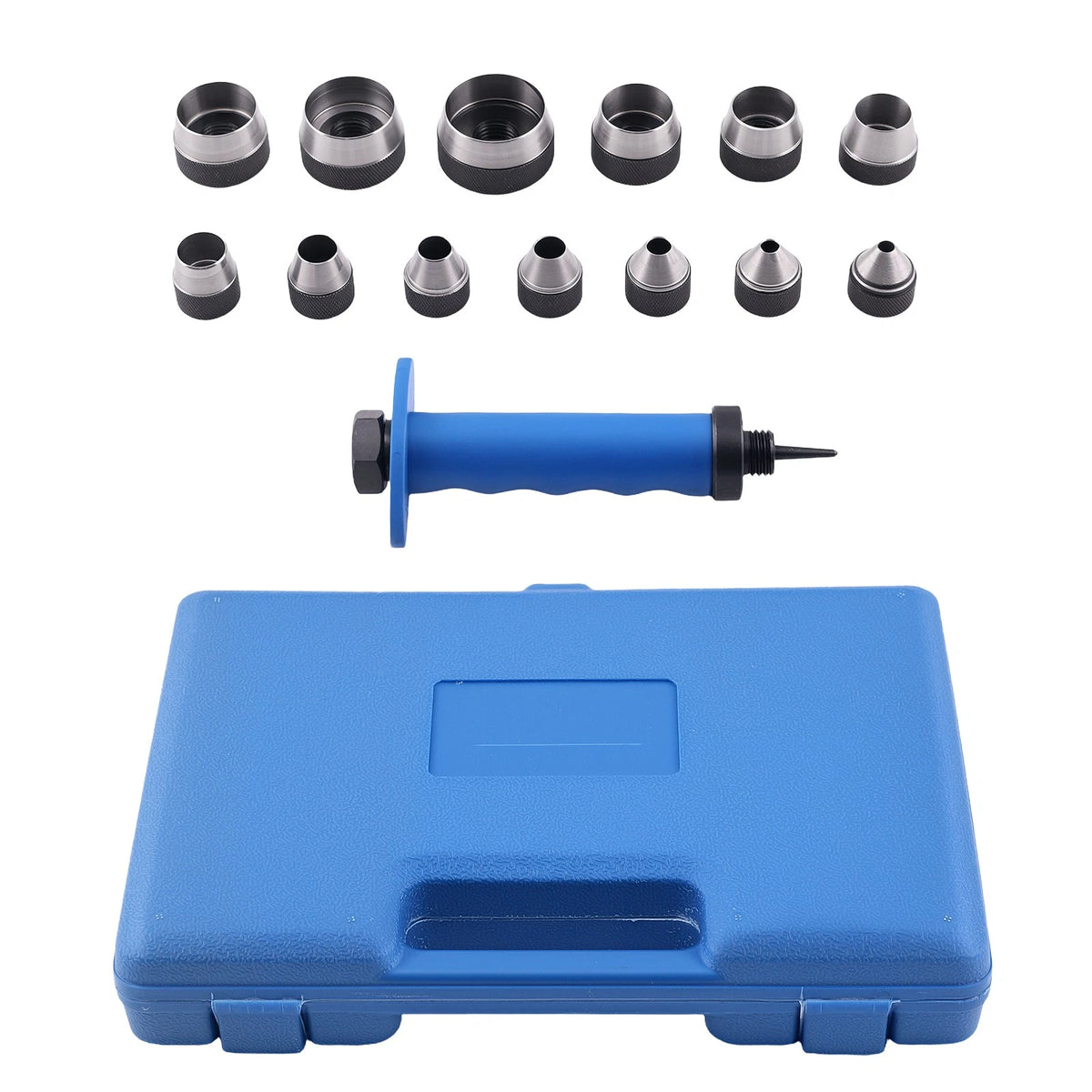 14pcs Hollow Punch Set for Leather (5-35mm) with Spring Handle Storage Case