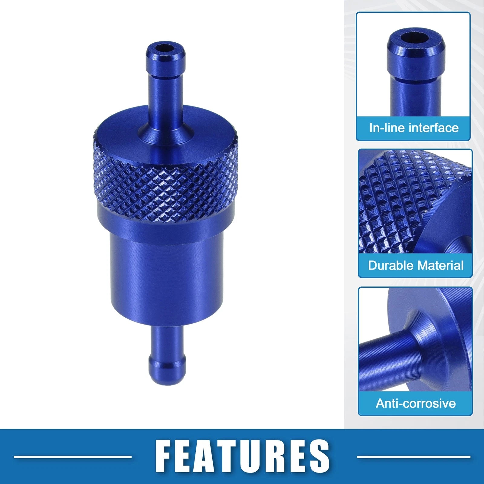 Gas Inline Fuel Filter Replacement for Bike ATV UTV Gasoline Blue (Universal)