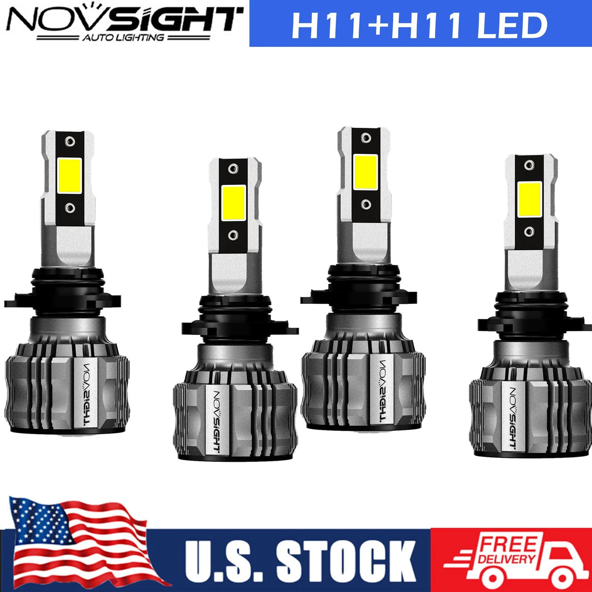 Set of 4 H8 H11 H9 LED Headlight Kit for