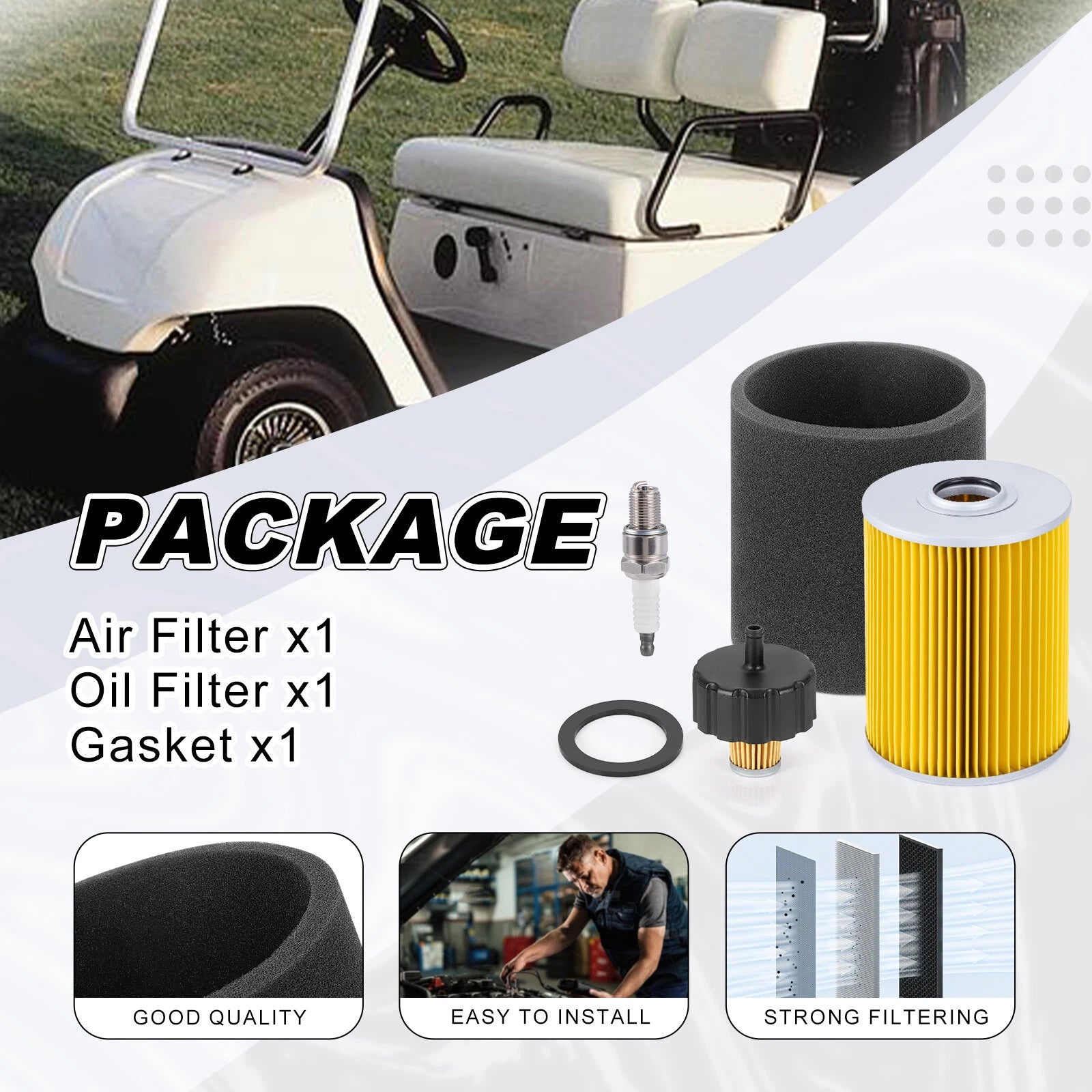 Tune Up Kit Air Fuel Filter Spark Plug for Yamaha G2 G8 G9 G11 (1990–1999)