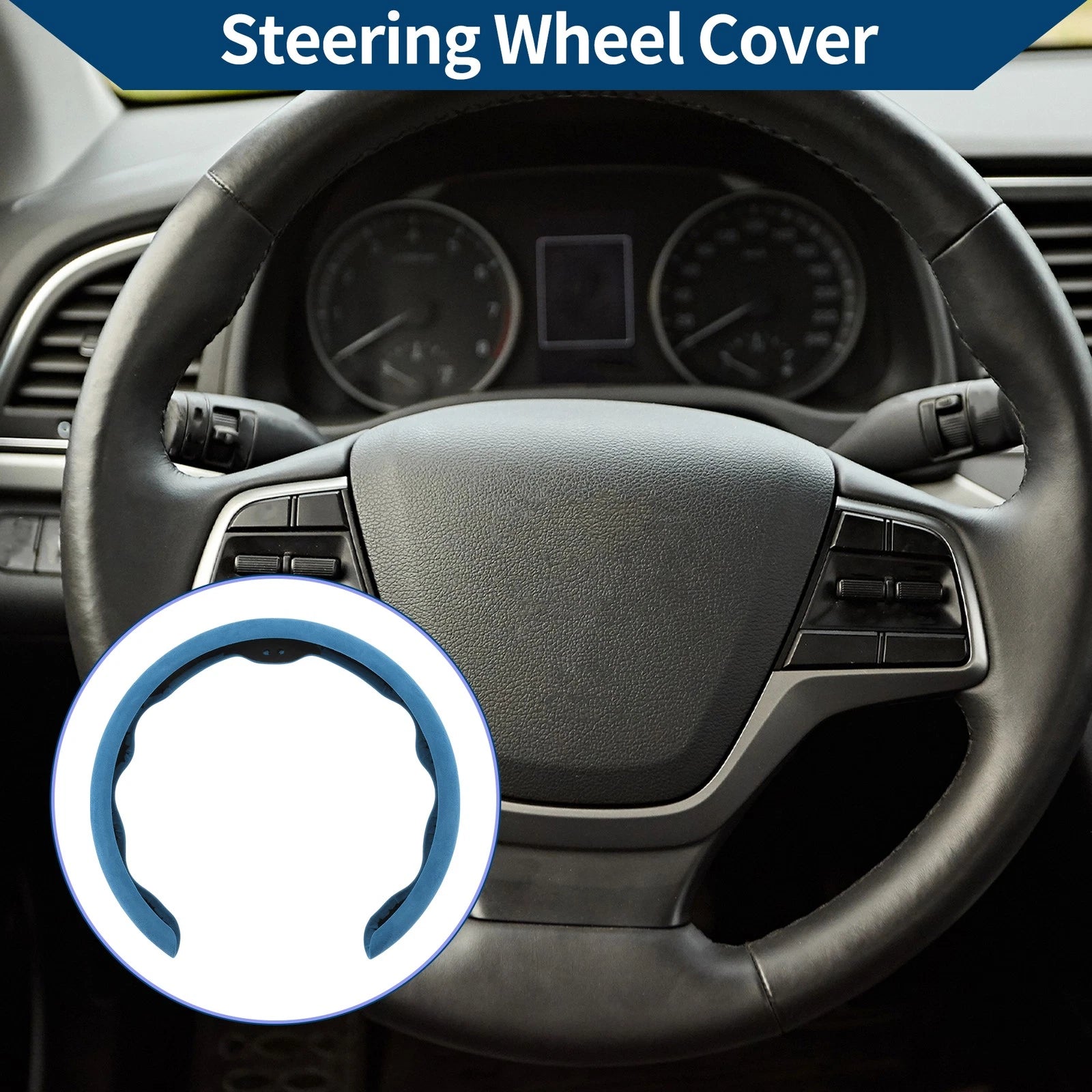 PU Artificial Leather Steering Wheel Cover for Universal Vehicles (14.96")