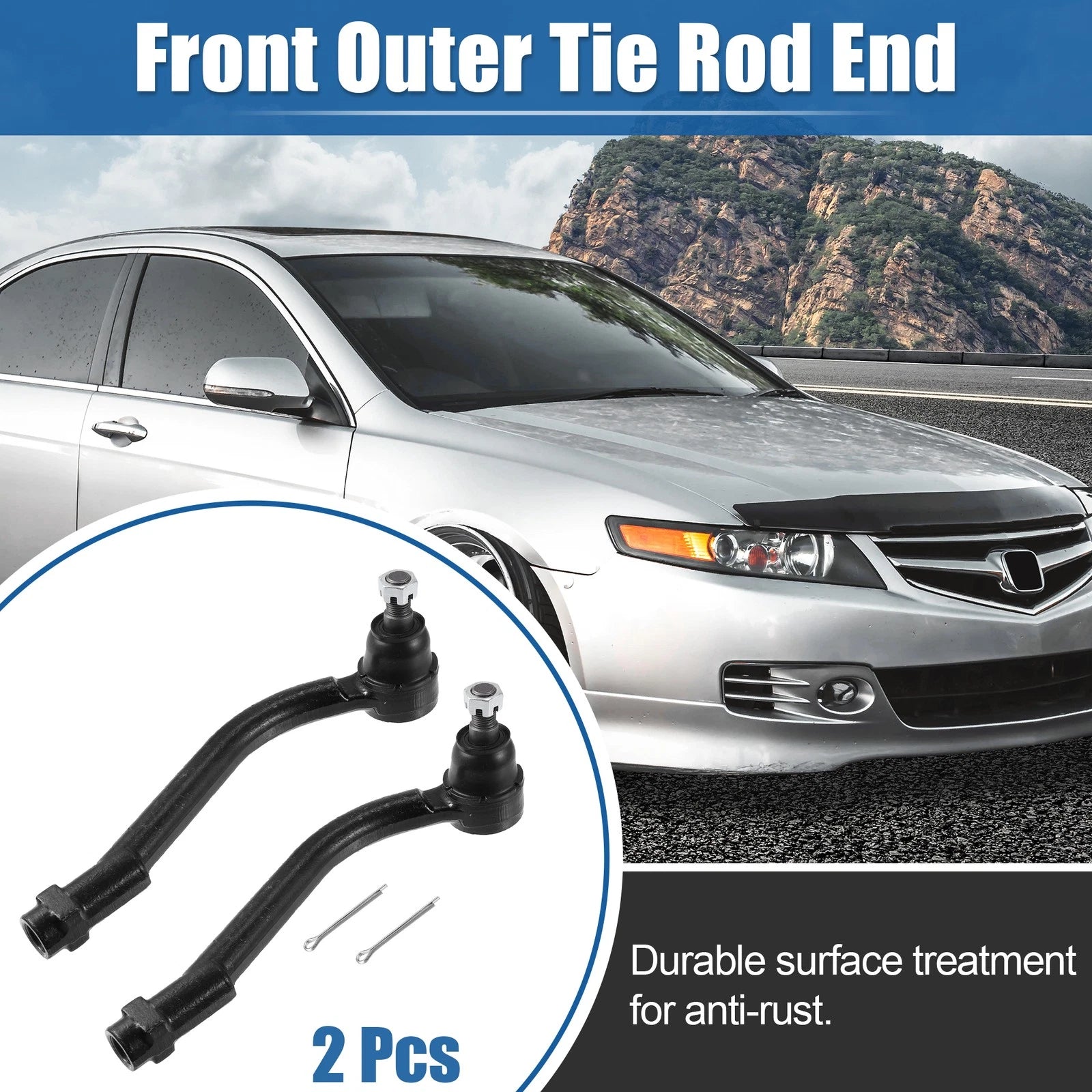 2pc Front Outer Tie Rod End Links Replacement for Hyundai Kia (2005–2020)