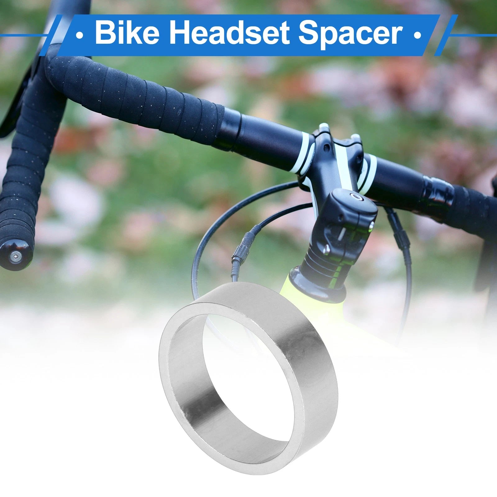 Bike Headset Spacer 10mm for 1-1/8 Inch Stem Fork Alloy Silver (—)