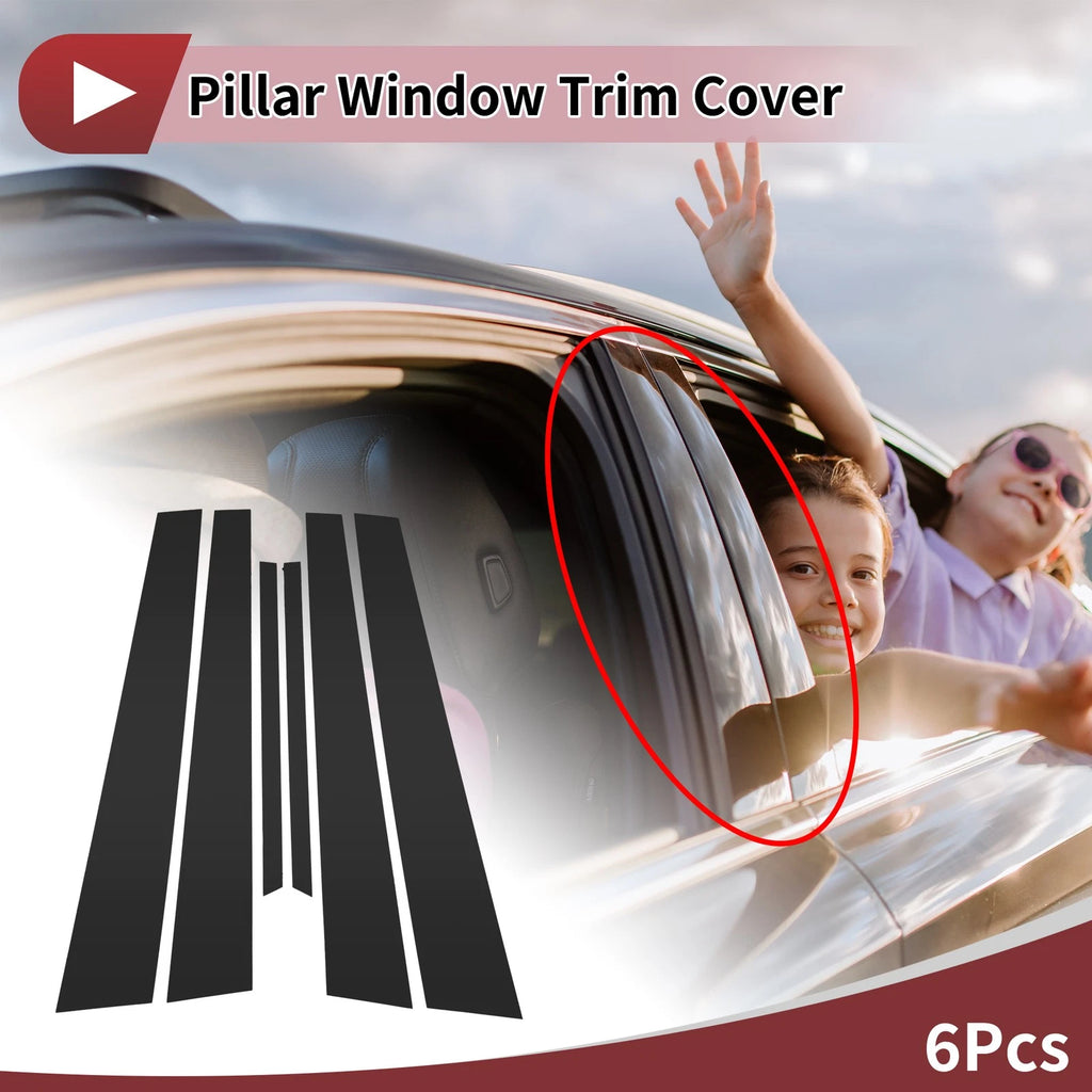 Door Pillar Window Trim Front Rear Left Right for Mitsubishi Lancer (2002–2007) Black
