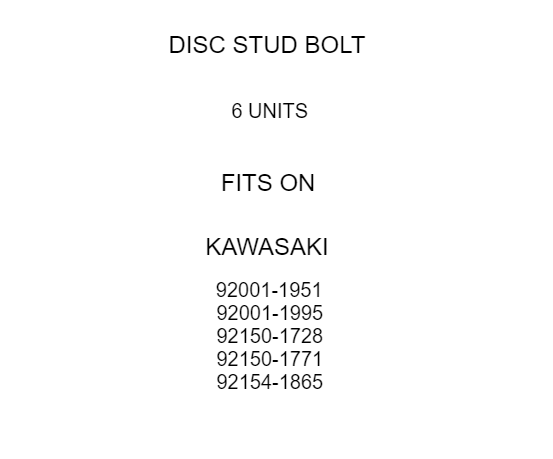 Disc Stud Bolt Replacement for Kawasaki 92154-1865 (92001–1995)