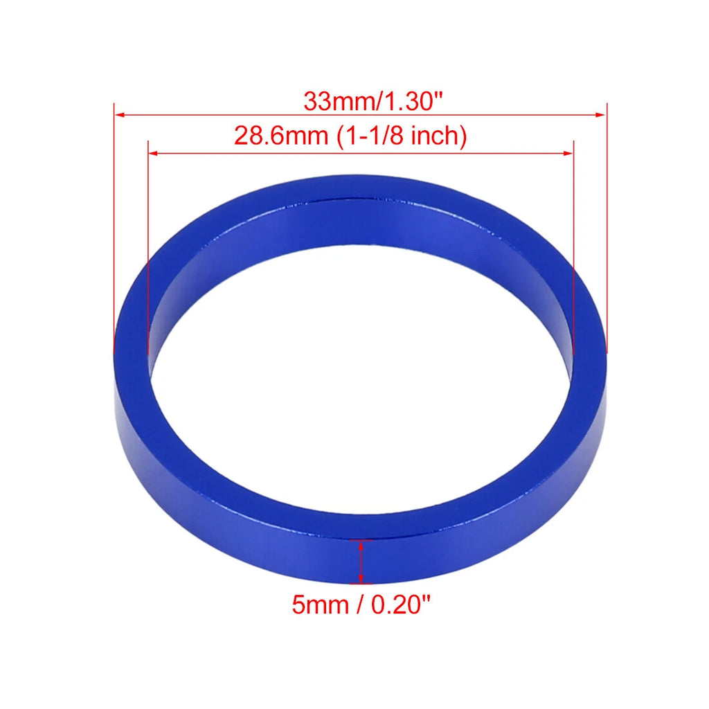 5 Pcs 5mm Aluminum Headset Spacer for 11/8in Stem Bicycle Blue (Fit)
