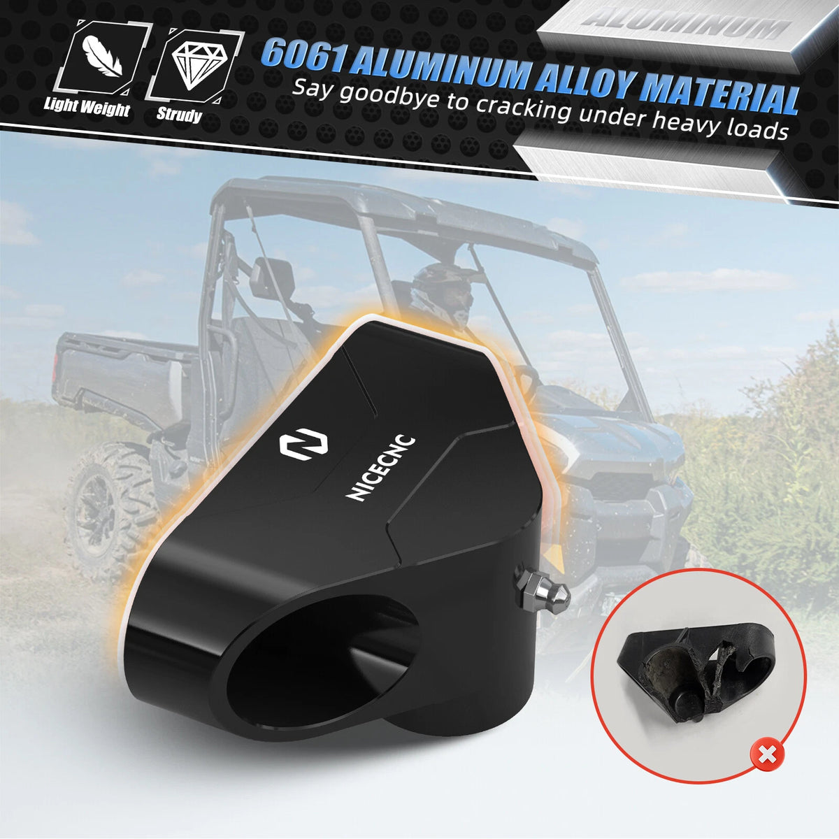 Aluminum Dump Bed Hinge Support Pivot for Can-Am Defender HD8/HD9 (2017–2023)