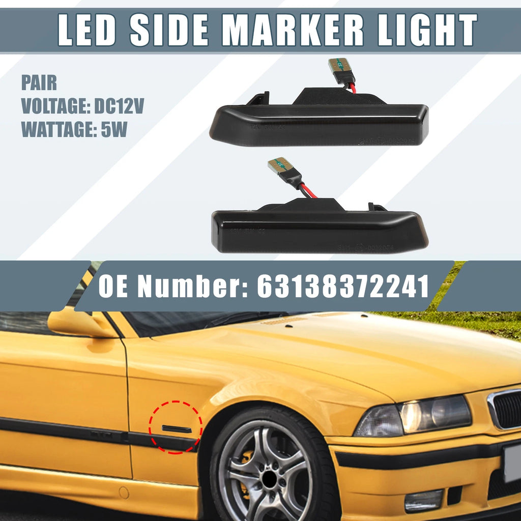 LED Side Marker Lights Amber Pair Replacement for BMW 323i 323is (1998–1999)