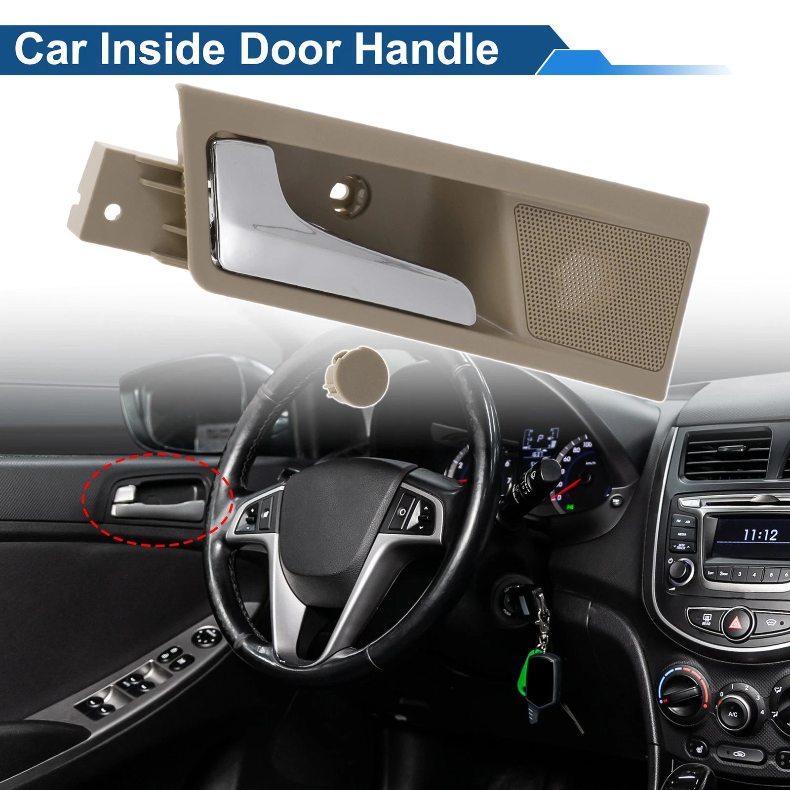 Rear Left Passenger Side Interior Door Handle for Roewe 350 (2012–2015) Beige Chrome