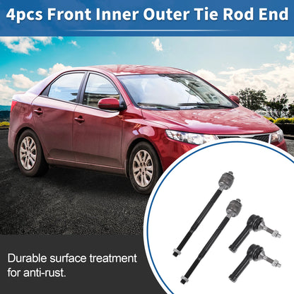 Set of 4 Front Inner Outer Tie Rod End Links for Ford Explorer (No. ES800952/EV 800893)