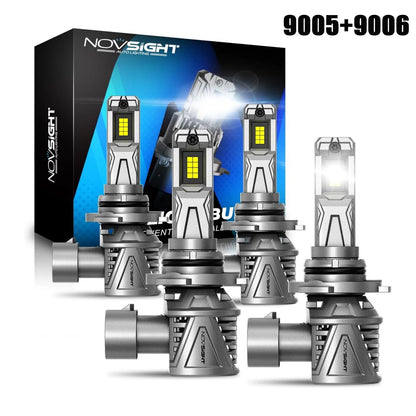 4X NOVSIGHT 9005 + 9006 LED Headlight Bulbs for High Low Beam (6500K)