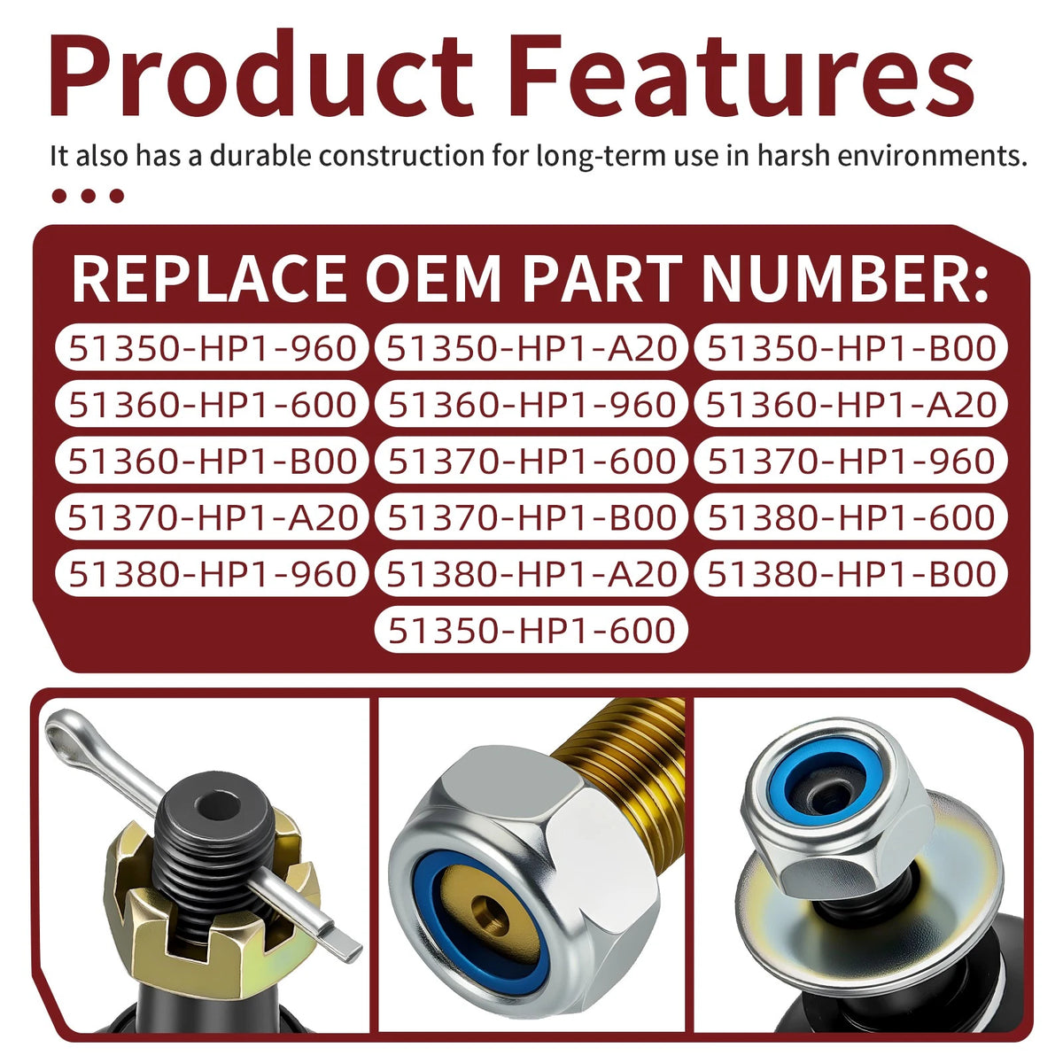 Adjustable A-Arm Ball Joints for Honda TRX450ER (2006–2014) 51350-HP1-600