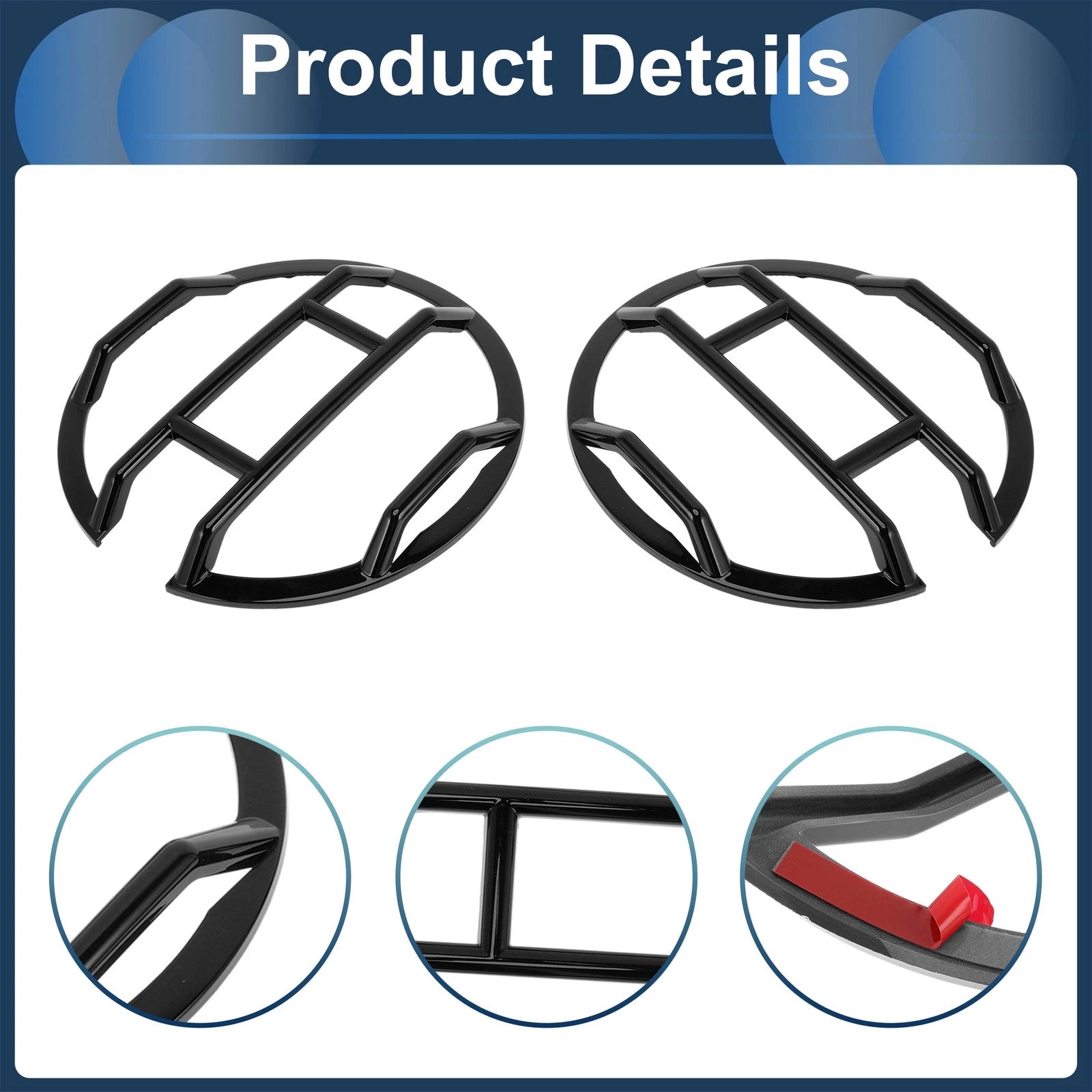 Set of 2 Headlight Trim Bezels for Ford (Black ABS)