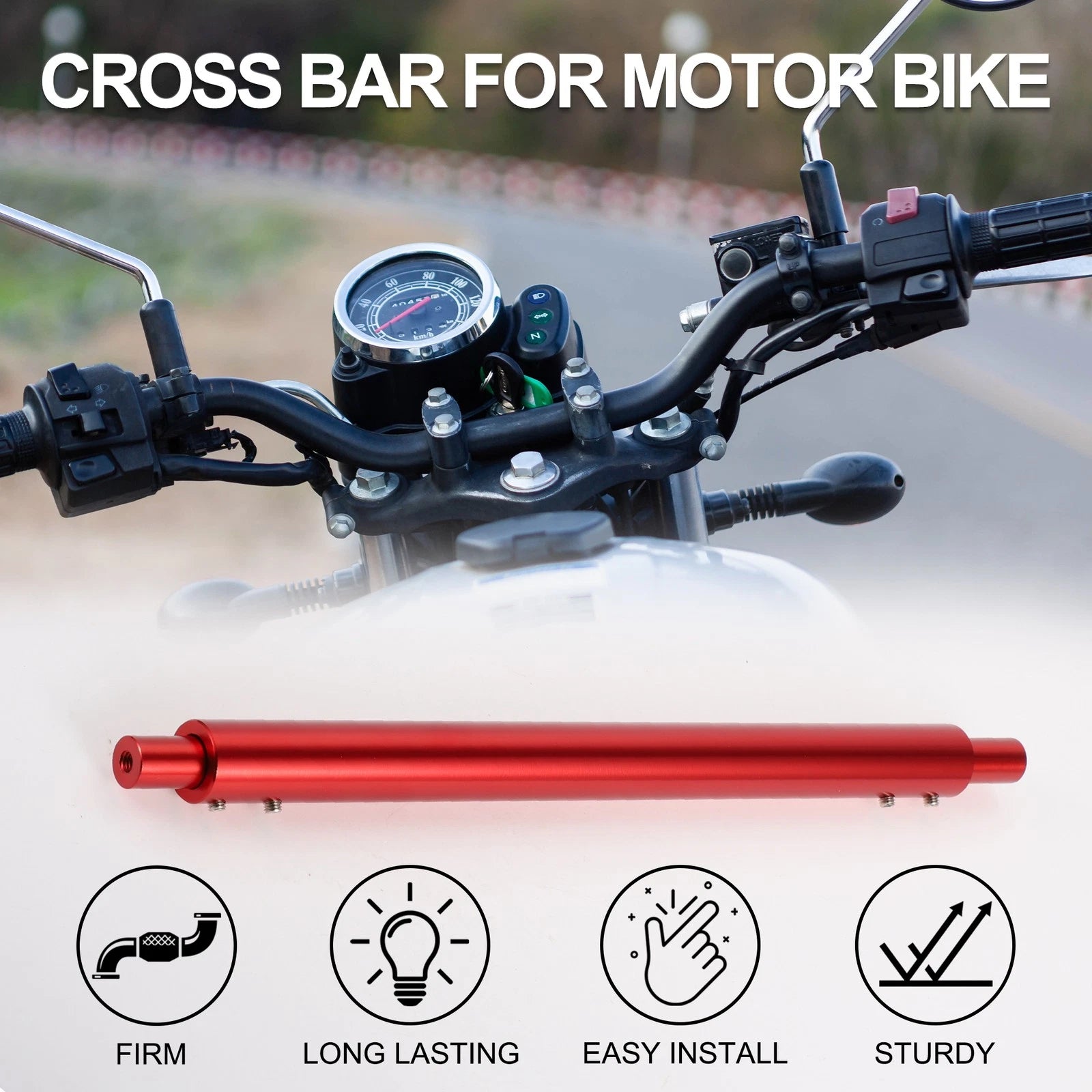 Motorcycle Handlebar Crossbar for Motor Bike with Wrench Tool Set (1 Pair)
