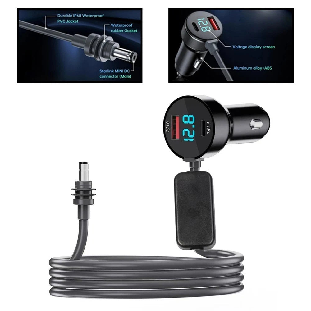 3-in-1 Dual USB Car Power Cord for Mini (12V–24V)