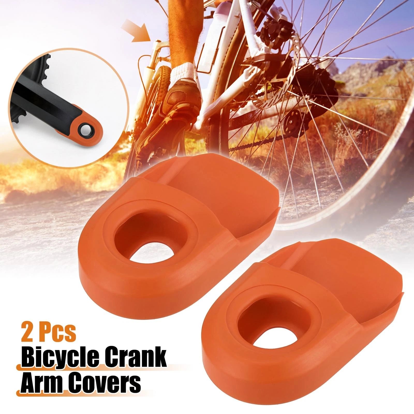 Crank Boot Protector Set Soft Plastic for Bike Cycling Crank Orange (2 Pack)