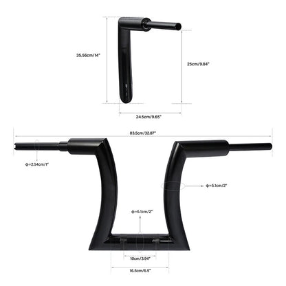 2" Rise Hanger Handlebar for Harley Sportster (14" 16" 18" 20")