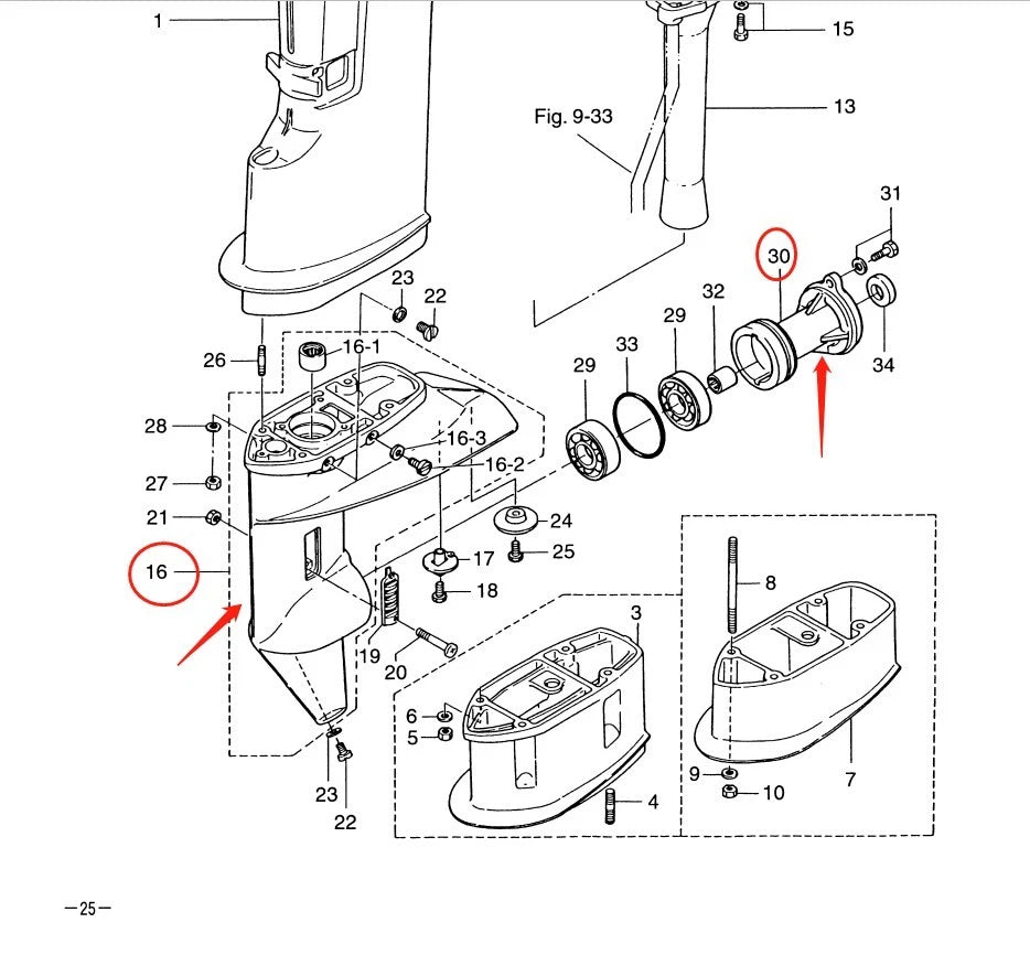 Lower Casing W Cap for Tohatsu Outboard Motor M9.9D M15D M18e T18 (2T)