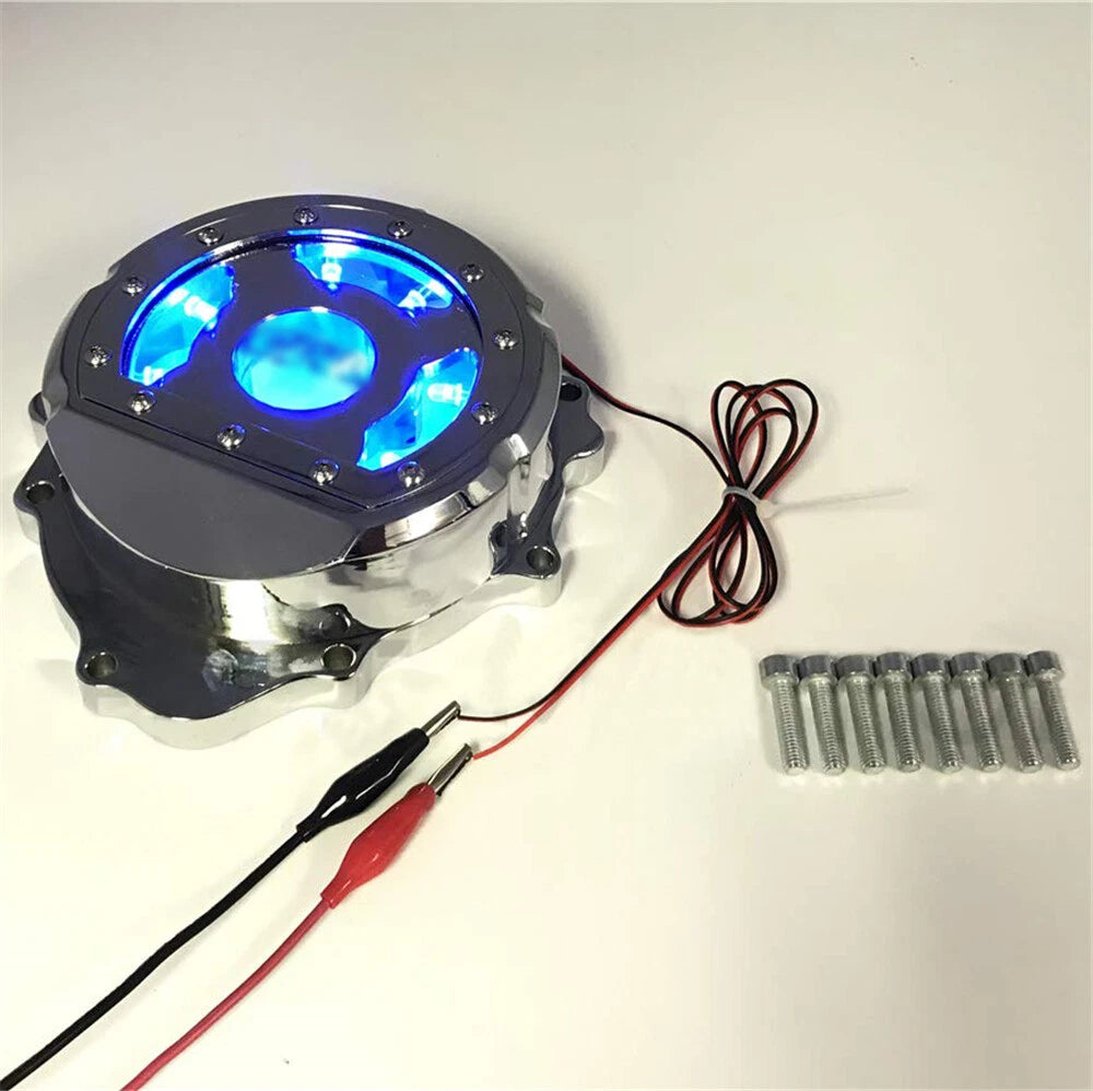 Chrome Left Engine Stator Cover with Blue LED for Honda CBR600RR (2003–2016)