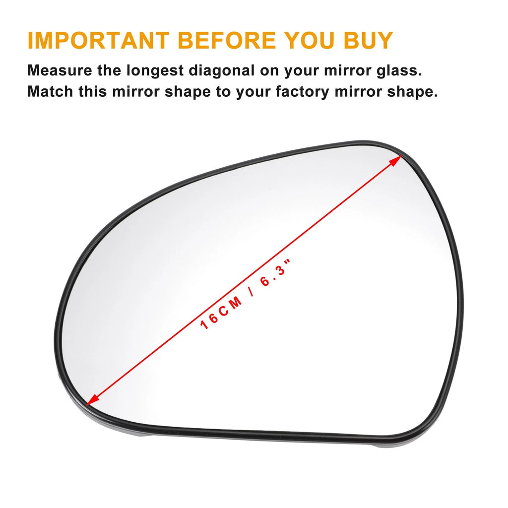 Left Side Heated White Mirror Glass for Peugeot 207, 308 (2006–2014)
