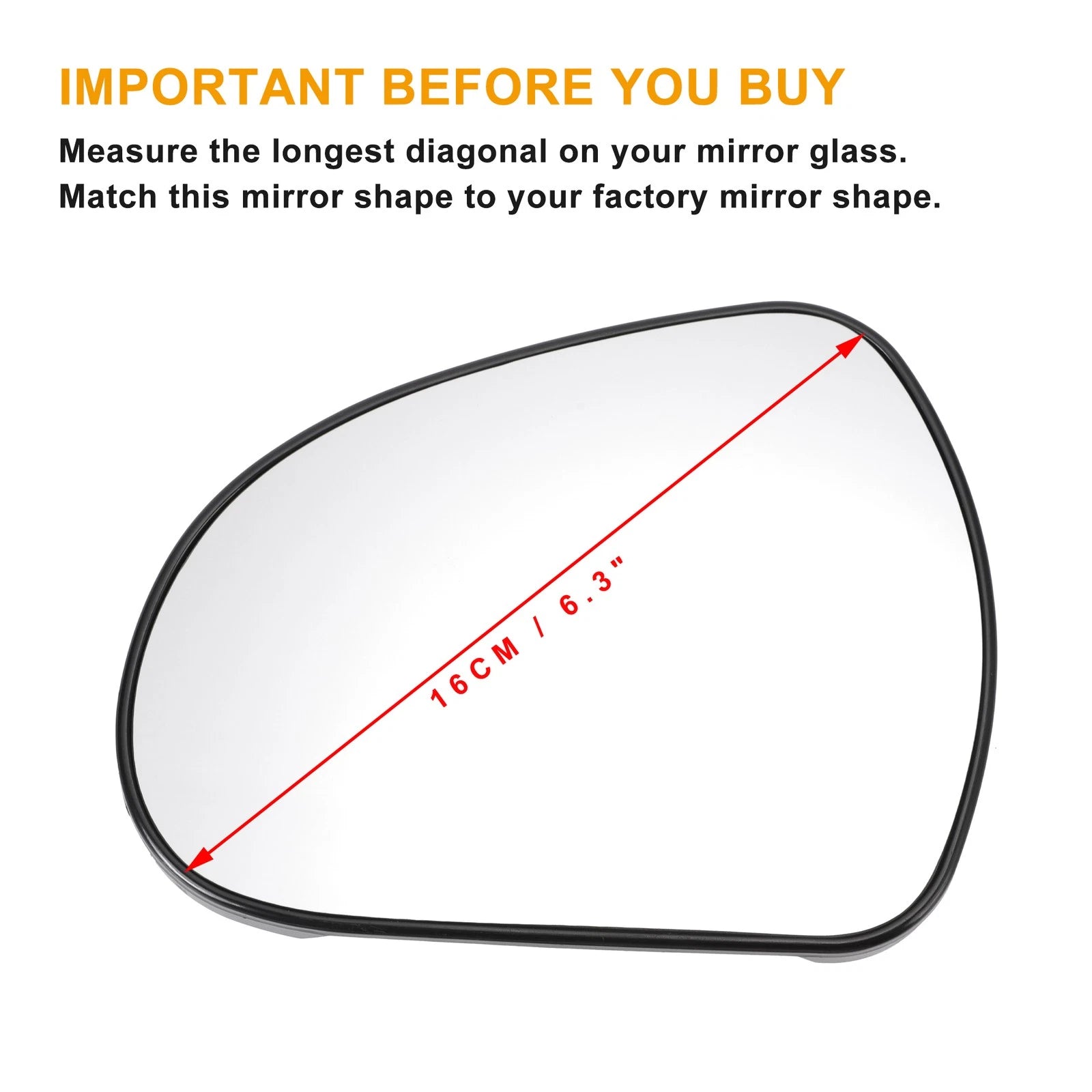 Left Side Heated White Mirror Glass for Peugeot 207, 308 (2006–2014)